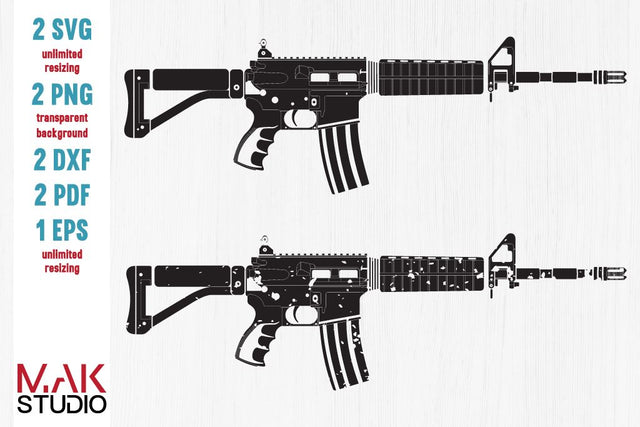 AR-15 gun svg - AR-15 gun dxf - AR-15 gun eps - Rifle svg - Rifle cut files SVG MAKStudion 