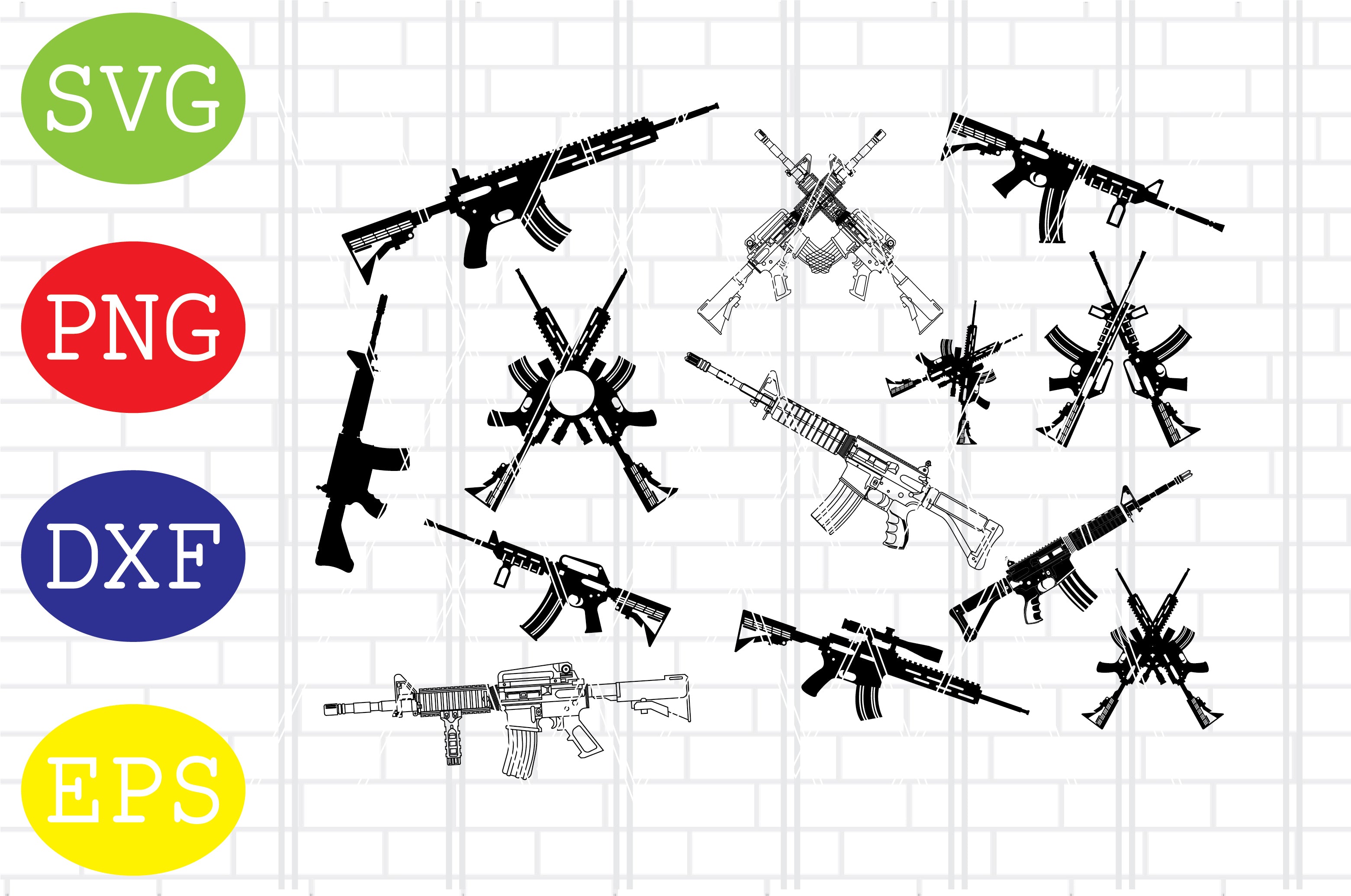 Exploded Ar Svg AR15 Svg, Ar-15 Assault Rifle Svg, Guns Svg - So Fontsy