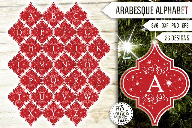 Arabesque Alphabet Svg Bundle. Christmas Ornament Svg. Alphabet Letters Svg. Lowe's Tile Svg. Monogram Svg. Arabesque Dxf, Eps, Png SVG Mint And Beer Creations 