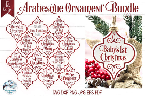 Arabesque Baby Christmas Ornament SVG Bundle SVG Wispy Willow Designs 