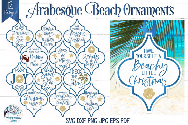 Arabesque Beach Christmas Ornament SVG Bundle SVG Wispy Willow Designs 