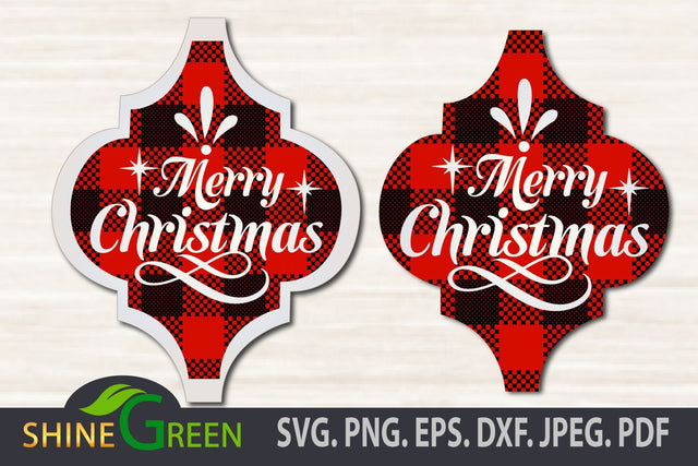 Arabesque Buffalo Plaid Merry Christmas Ornament SVG SVG Shine Green Art 