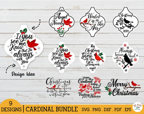 Arabesque Cardinal Christmas tile ornament bundle SVG,quotes SVG Redearth and gumtrees 
