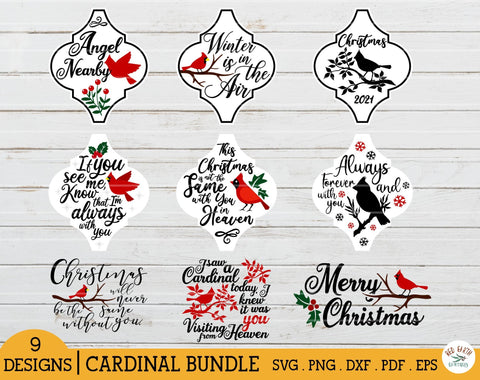 Arabesque Cardinal Christmas tile ornament bundle SVG,quotes SVG Redearth and gumtrees 