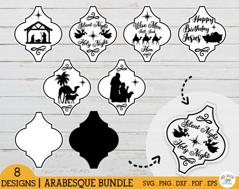 Arabesque Christmas bundle SVG,Nativity tile ornament,Manger SVG Redearth and gumtrees 