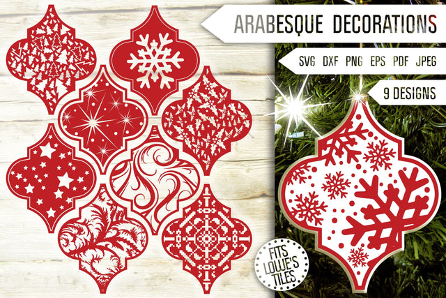 Arabesque Christmas Decoration Svg Bundle. Arabesque Svg. Arabesque Ornaments Svg. Lowe's Tile Svg. Snowflake. Christmas Tree Dxf, Eps, Png SVG Mint And Beer Creations 