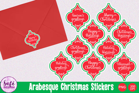 Arabesque Christmas Greetings Printable Stickers SVG Safi Design 