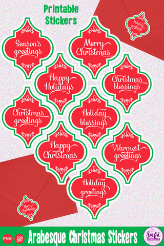 Arabesque Christmas Greetings Printable Stickers SVG Safi Design 
