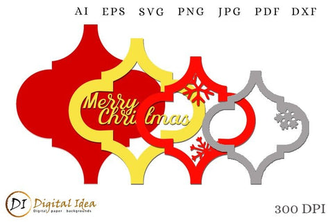 Arabesque Christmas Layered Design. Christmas Decor Laser Cut 3D. SVG Evgenyia Guschina 