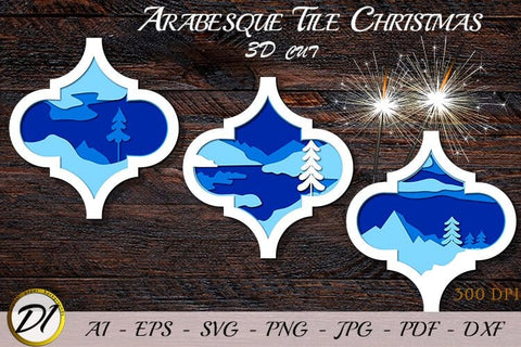 Arabesque Christmas Layered Design. Laser Cut Arabesque Decor. SVG Evgenyia Guschina 