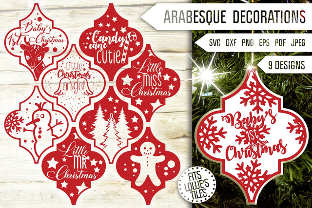 Arabesque Christmas Ornament Baby Svg Bundle. Arabesque Svg. Arabesque Ornaments Svg. Lowe's Tile Svg. My First Christmas Dxf, Eps, Png, Pdf SVG Mint And Beer Creations 