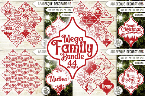 Arabesque Christmas Ornament Family Svg Mega Bundle. Arabesque Tile Bauble Svg. Christmas Decorations Svg. Lowe's Satori Tile Dxf Eps Png SVG Mint And Beer Creations 
