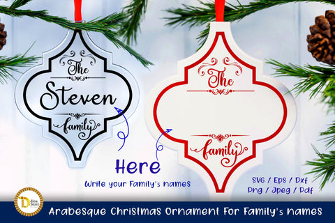 Arabesque Christmas Ornament For Family's names SVG Dina.store4art 