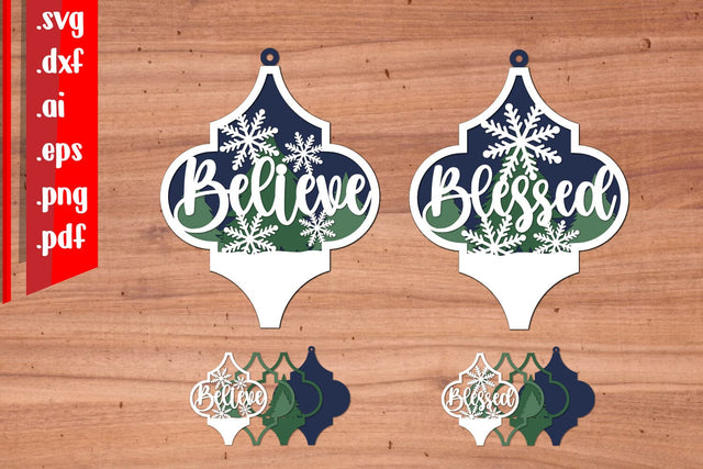 Arabesque Christmas Ornament Layered 3 3D Paper zafrans studio 