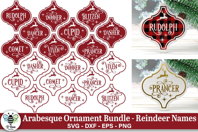 Arabesque Christmas Ornament SVG Bundle | Reindeer Name Ornaments SVG B Renee Design 