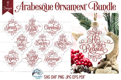 Arabesque Christmas Ornament SVG Bundle SVG Wispy Willow Designs 
