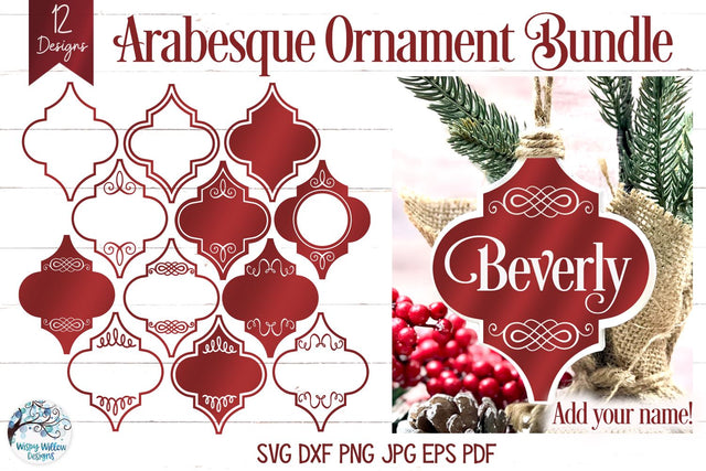 Arabesque Christmas Ornament SVG Bundle SVG Wispy Willow Designs 