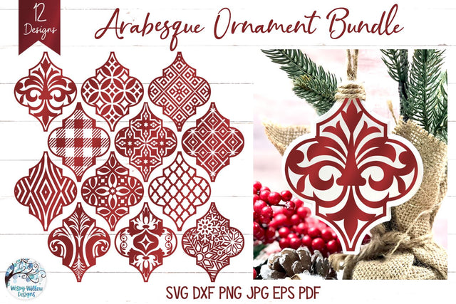 Arabesque Christmas Ornament SVG Bundle SVG Wispy Willow Designs 
