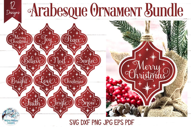 Arabesque Christmas Ornament SVG Bundle SVG Wispy Willow Designs 