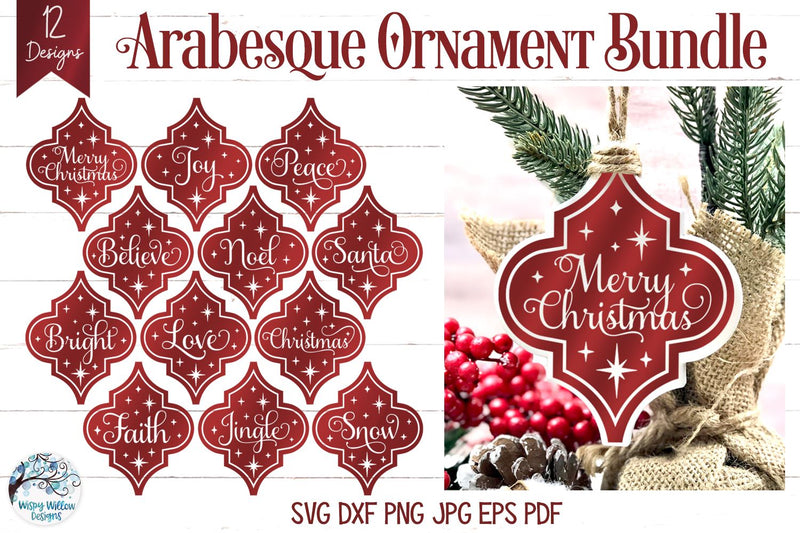 Arabesque Christmas Ornament SVG Bundle SVG Wispy Willow Designs 