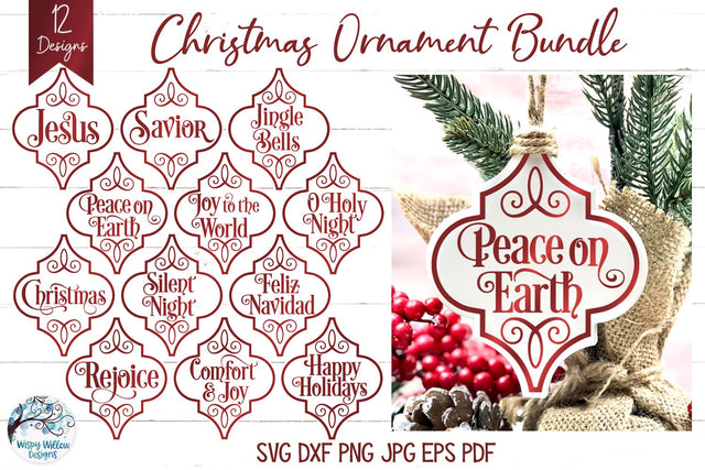 Arabesque Christmas Ornament SVG Bundle SVG Wispy Willow Designs 