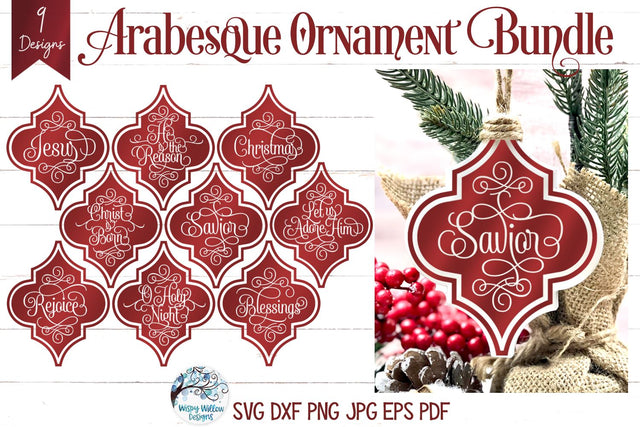 Arabesque Christmas Ornament SVG Bundle SVG Wispy Willow Designs 