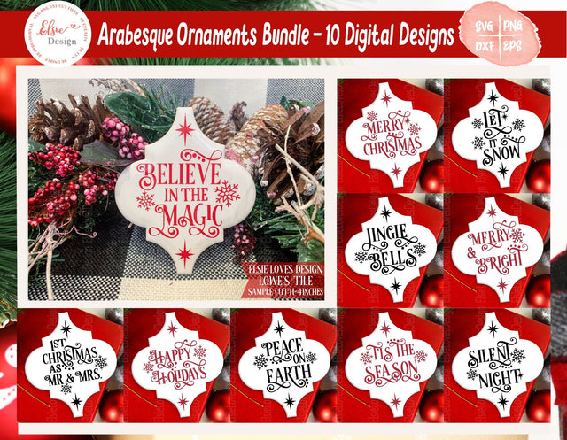 Arabesque Christmas Ornaments Bundle - SVG, PNG, DXF, EPS SVG Elsie Loves Design 
