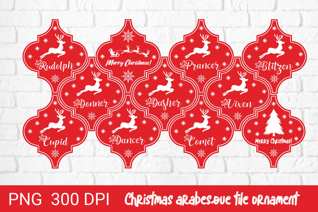 Arabesque Christmas reindeer ornaments bundle png Sublimation Svetana Studio 
