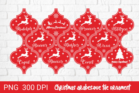 Arabesque Christmas reindeer ornaments bundle png Sublimation Svetana Studio 