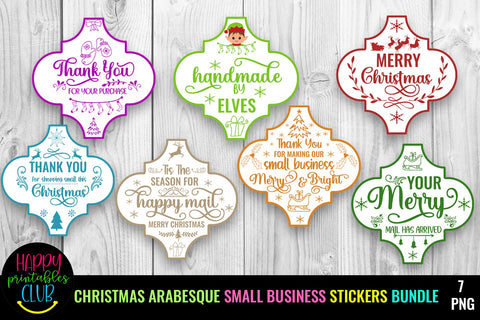 Arabesque Christmas Small Business Stickers Bundle-Christmas SVG Happy Printables Club 