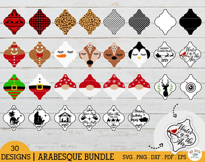Arabesque Christmas tile ornament bundle SVG,nativity,gnome SVG Redearth and gumtrees 