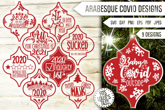 Arabesque Covid Svg. Arabesque Svg Bundle. 2020 Arabesque Tile Christmas Ornaments. 2020 Pandemic Svg. Quarantine Dxf, Eps, Png, Jpg, Pdf SVG Mint And Beer Creations 