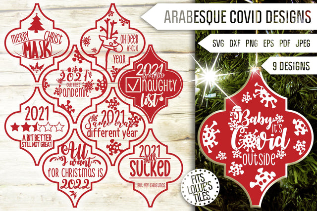 Arabesque Covid Svg. Arabesque Svg Bundle. 2021 Arabesque Tile Christmas Ornaments. 2021 Pandemic Svg. Quarantine Dxf, Eps, Png, Jpg, Pdf SVG Mint And Beer Creations 