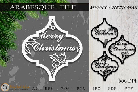 Arabesque Merry Christmas Cut Design. Christmas Decor SVG SVG Evgenyia Guschina 