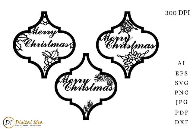 Arabesque Merry Christmas Cut Design. Christmas Decor SVG SVG Evgenyia Guschina 