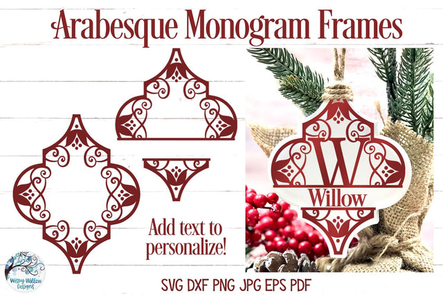 Arabesque Monogram Frames SVG Wispy Willow Designs 