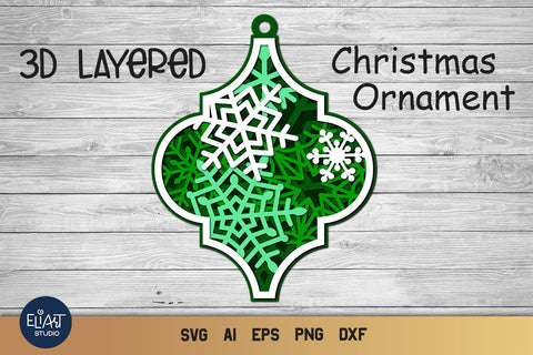 Arabesque Ornament SVG, 3D Layered SVG Christmas Tile Decor. 3D Paper Elinorka 
