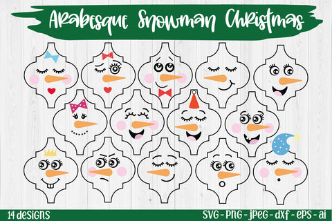 Arabesque Snowman Christmas Ornament SVG Bundle SVG TatiStudio 