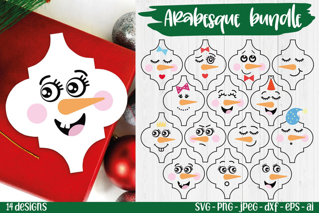Arabesque Snowman Christmas Ornament SVG Bundle SVG TatiStudio 