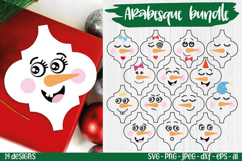 Arabesque Snowman Christmas Ornament SVG Bundle SVG TatiStudio 