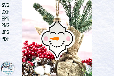 Arabesque Snowman Christmas Ornament SVG Bundle SVG Wispy Willow Designs 