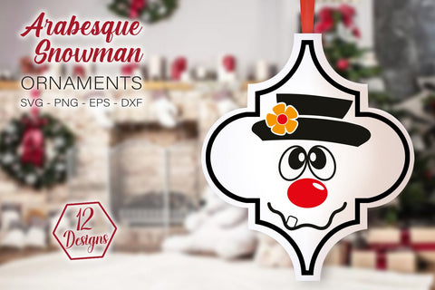 Arabesque Snowman Ornament Bundle SVG, Christmas Ornaments Bundle Svg, Snowman Faces Arabesque SVG SvgMonkeys 