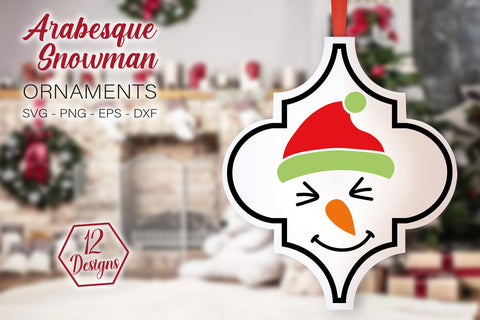 Arabesque Snowman Ornament Bundle SVG, Christmas Ornaments Bundle Svg, Snowman Faces Arabesque SVG SvgMonkeys 