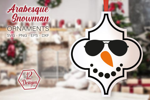 Arabesque Snowman Ornament Bundle SVG, Christmas Ornaments Bundle Svg, Snowman Faces Arabesque SVG SvgMonkeys 