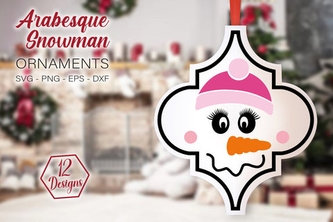 Arabesque Snowman Ornament Bundle SVG, Christmas Ornaments Bundle Svg, Snowman Faces Arabesque SVG SvgMonkeys 