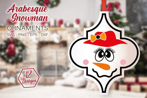 Arabesque Snowman Ornament Bundle SVG, Christmas Ornaments Bundle Svg, Snowman Faces Arabesque SVG SvgMonkeys 