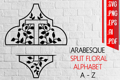 Arabesque Split Floral Alphabet A-Z svg eps ai png pdf SVG zafrans studio 
