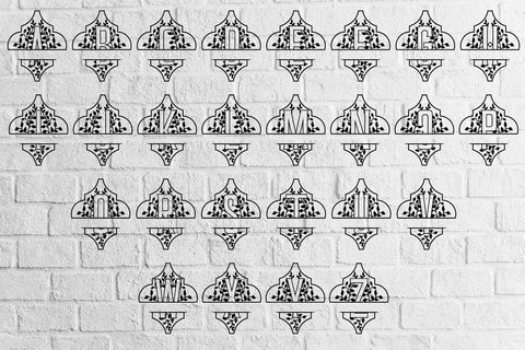 Arabesque Split Floral Alphabet A-Z svg eps ai png pdf SVG zafrans studio 