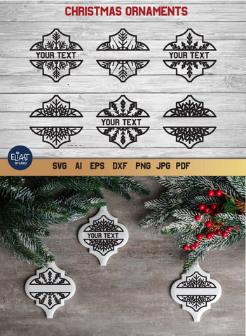 Arabesque SVG Christmas Ornament Bundle, Arabesque Tile Monogram Ornaments SVG, 6 Designs. SVG Elinorka 