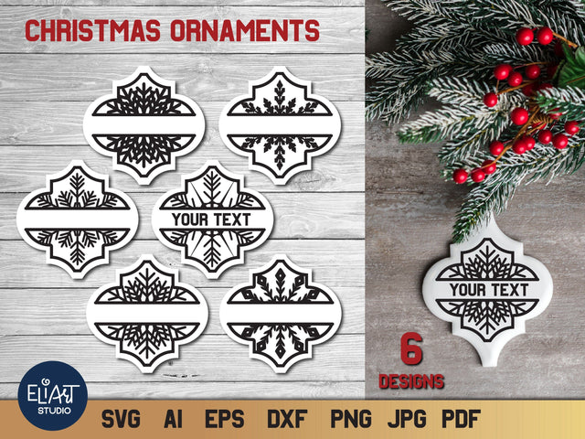 Arabesque SVG Christmas Ornament Bundle, Arabesque Tile Monogram Ornaments SVG, 6 Designs. SVG Elinorka 